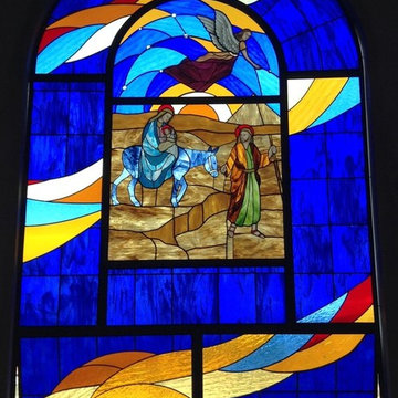 Stained glass at Divino Nino Catholic Church in Tegucigalpa