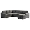 115.5" Wide Fabric Linen Left Hand Facing Sectional Sleeper Sofa Bed&Couch-Gray