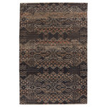 Jaipur Living - Nikki Chu by Jaipur Living Tamari Tribal Black /Light Pink Area Rug 5'x7'6" - Inspired by the African motifs, the Sanaa collection by Nikki Chu is the perfect combination of statement-making patterns and easy-to-decorate-with hues. The Tamari rug boasts a detail-rich tribal design in tones of deep black, tan, beige, and gray, and hints of bright pink and blush. Ivory fringe trim adds texture and vintage allure. This power-loomed rug features a plush and durable blend of polyester and polypropylene, lending the ideal accent to high-traffic spaces.