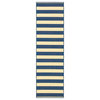 Rhodes Indoor and Outdoor Striped Blue and Ivory Rug, 2'3"x7'6"