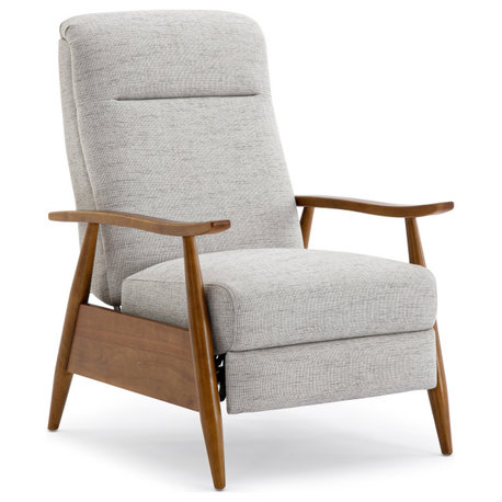 Terni Wood Arm Push Back Recliner in Performance Fabric - Sea Oat