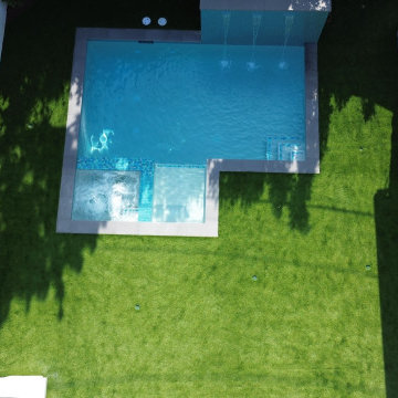 Morisson pool and spa raised wall with sheer decent