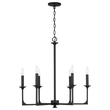 Clint Six Light Chandelier in Black Iron