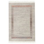 Jaipur Living - Vibe by Jaipur Living Adalet Border Light Gray and Clay Area Rug, 9'3"x13' - The Bahia collection lends a global vibe to any space with a modern twist on classic Moroccan motifs. The Adalet rug features a unique border design in an updated colorway of gray, ivory, brown, clay, and light orange. Soft to the touch, this medium plush rug emulates the inviting and worldly style of authentic flokati rugs, but in a durable polypropylene power-loomed quality. Braided fringe accents further the boho-chic appeal of this unique rug.