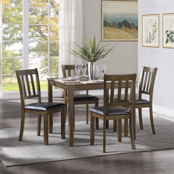 Lexicon Faust 5 Piece 36" Square Wooden Dining Set in Charcoal Brown