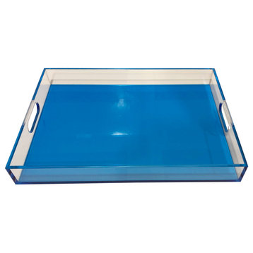 Lucite Tray with handle, Blue