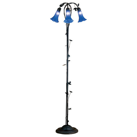 58 High Blue Pond Lily 3 Light Floor Lamp