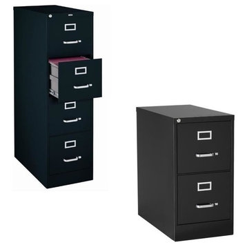 (Value Pack) 2 Drawer and 4 Drawer Letter File Cabinet in Black