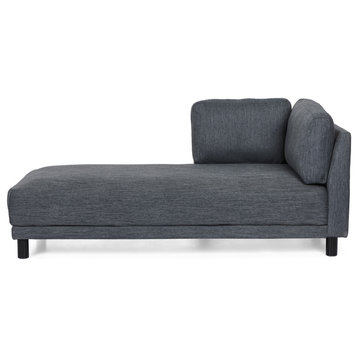 Wellston Contemporary Fabric Upholstered Chaise Lounge, Charcoal and Black