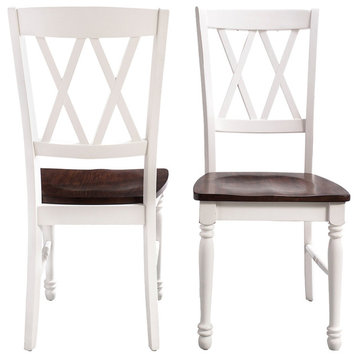 Shelby Dining Chair, Set of 2, White With Espresso Seat