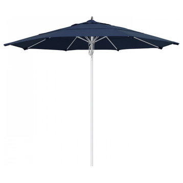 11' Patio Umbrella Silver Pole Fiberglass Rib Pulley Lift Sunbrella, Spectrum Indigo