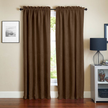 108"x52" Microsuede Blackout Curtain Panels, Set of 2, Chocolate