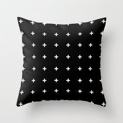 White Cross on Black Throw Pillow by Pencil Me In - Decorative Pillows