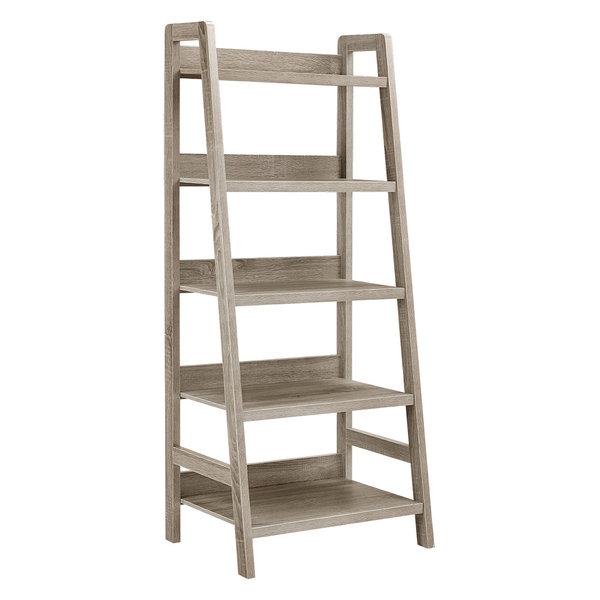 Linon Tracey Five Shelf Wood Ladder Bookcase in Gray