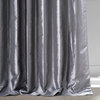 Signature Social Silver Faux Silk Blackout Curtain Single Panel, 50"W x 108"L