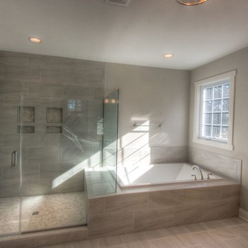 Master bath tile work & shower with glass enclosure