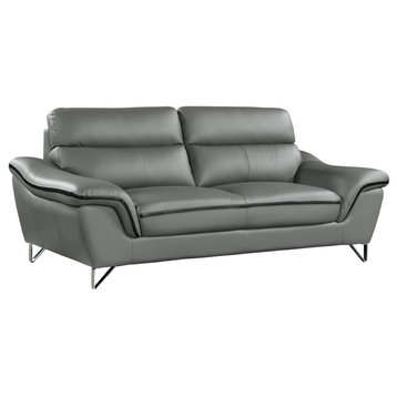 Giuliano Contemporary Premium Leather Match Sofa, Gray
