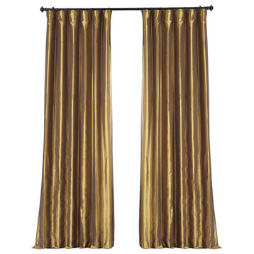 Golden Spice Faux Silk Taffeta Curtain Single Panel, 50W x 84L