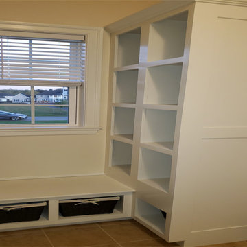 Mudroom Bult-in Closet, Storage Cubbies, Coat Hooks & Bench