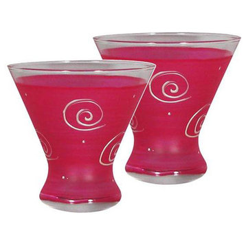 Frosted Curl Pink Cosmopolitan Glasses, Set of 2