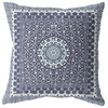 28" Slate Blue Holy Floral Indoor Outdoor Throw Pillow