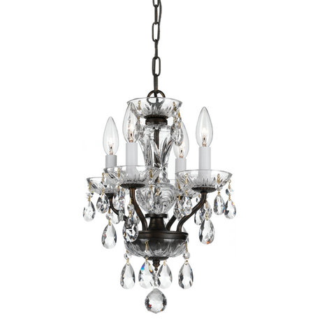 Traditional Italian Crystal 4 Light Bronze Mini Chandelier