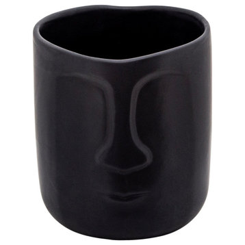6" Face Vase, Black