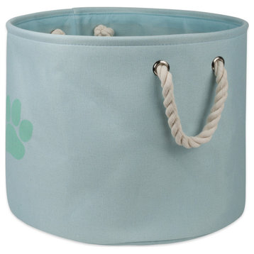 DII Polyester Pet Bin Paw Aqua Round Small