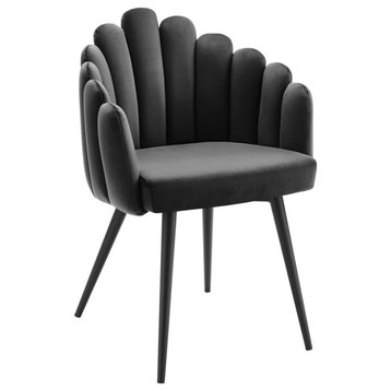Vanguard Performance Velvet Dining Chair Black Charcoal -4677