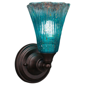1-Light Wall Sconce, Bronze/Teal Crystal