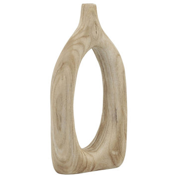 Wood, 14"h Cut-out Vase, Natural