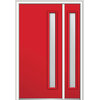 Clear 1-Lite Fiberglass Smooth Door With Sidelite, 51"x81.75", LH In-Swing