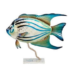 Cloisonne Sitting Fish Figurine Blue Traditional Decorative