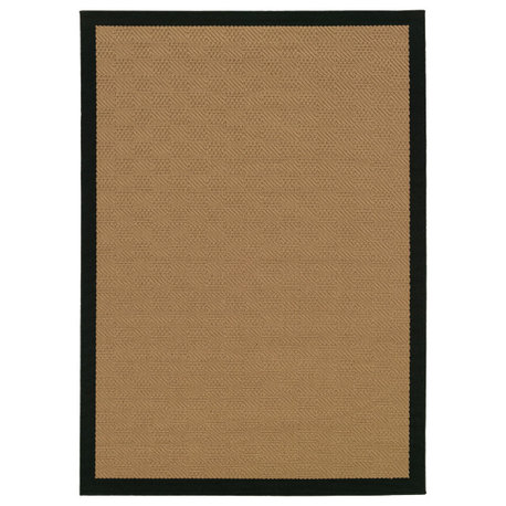 Malibu Indoor and Outdoor Outdoor Beige and Black Rug, 2'5"x4'5"