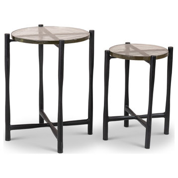 Elements Shyla End Table Set of 2 Raw Bronze, Short Raw Bronze, Tall
