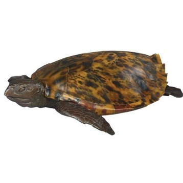 Sculpture TRADITIONAL Lodge Seat Turtle Resin Hand-Painted Hand-Cast