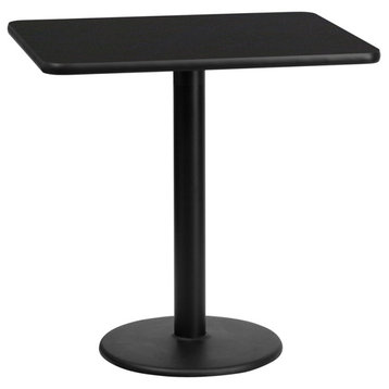 24'' x 30'' Rectangular Black Laminate Table Top,18'' Round Table Height Base