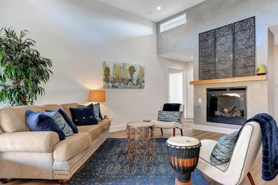 Living room - mid-century modern living room idea in Dallas