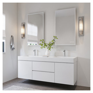 The Boutique Bathroom Vanity, Double Sink, 60", Wall Mount, High Gloss White