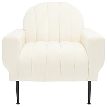 Safavieh Couture Josh Channel Tufted Accent Chair, Cream/Black