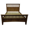 Crafters and Weavers Craftsman Mission Solid Wood King Bed with Slats in Walnut