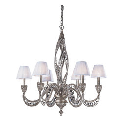 6-Light-Sunset-Silver-Chandelier-In-Crystal-Accents - Chandeliers