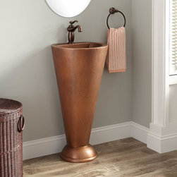 COLUMN HAMMERED COPPER PEDESTAL SINK - Bathroom Sinks