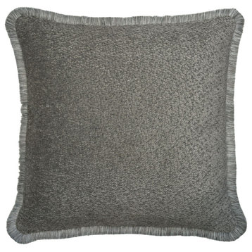 Chenille Fringed Outdoor Cushion, Andrew Martin Olmo, Gray