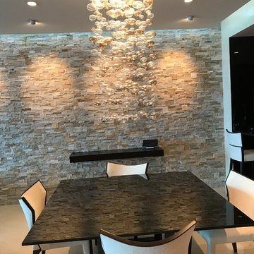 Dining room with Gobi Format Natural Stone Wall Panels