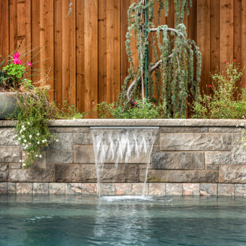 Backyard & Front Yard Remodel with Patina Metal Planters and Faux Turf