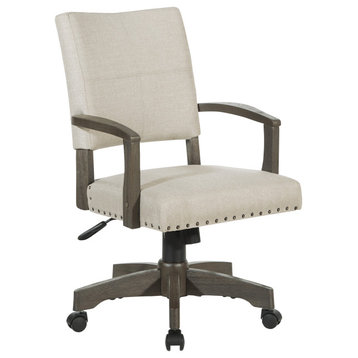 Santina Bankers Chair With Antique Gray Finish and Ivory Fabric