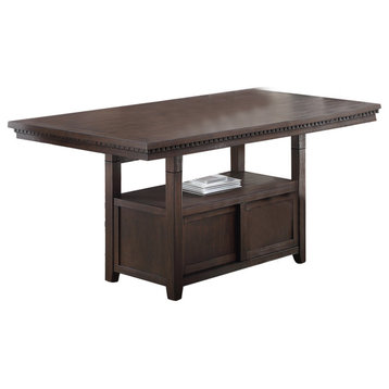 Counter Height Dining Table with Storage in Brown