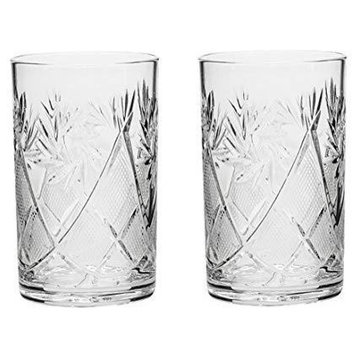 SET of 2 Russian CUT Crystal Drinking Glasses 250 Ml, Glass Holder Podstakannik