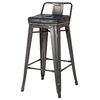 Metropolis Low Back Bar/ Counter Stool, Set of 4, Vintage Black, Counter Stool, Faux Leather